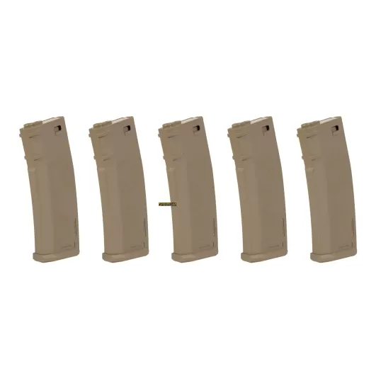 Specna Arms Set of 5 Mid-Cap Magazines M4 M16 Series 125bb Tan SPE-05-025720