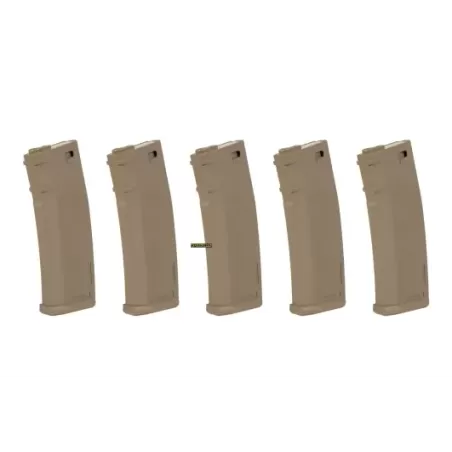 Specna Arms Set of 5 Mid-Cap Magazines M4 M16 Series 125bb Tan SPE-05-025720