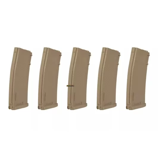 Specna Arms Set of 5 Mid-Cap Magazines M4 M16 Series 125bb Tan SPE-05-025720