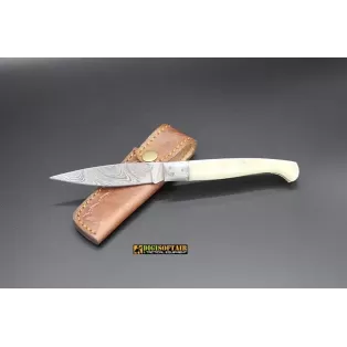Style Pattada Mascu in white horn with 10cm damask blade   60350