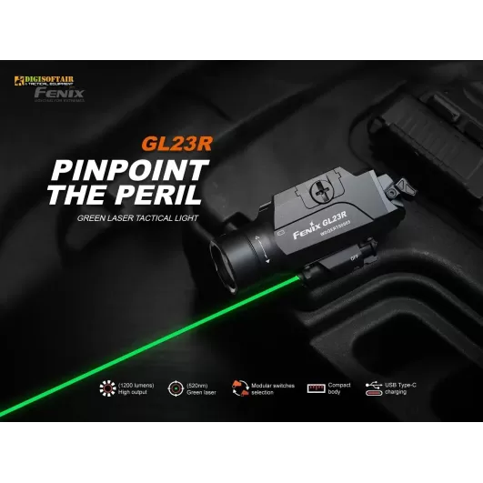 Fenix GL23 Tactical Light with Green Laser Sight 1200 lumens