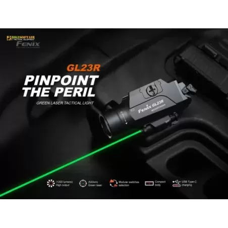 Fenix GL23 Tactical Light with Green Laser Sight 1200 lumens