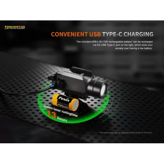 Fenix GL23 Tactical Light with Green Laser Sight 1200 lumens