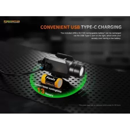 Fenix GL23 Tactical Light with Green Laser Sight 1200 lumens