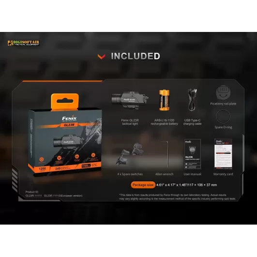 Fenix GL23 Tactical Light with Green Laser Sight 1200 lumens