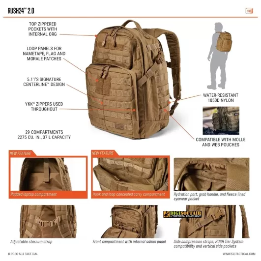 5.11 Rush 24 2.0 Backpack Storm color