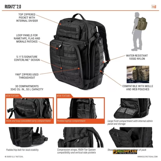 5.11 Rush 72 2.0 Black Backpack