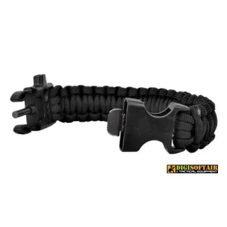 Vendita online Bracciale paracord NERO con fischietto e acciarino R09348