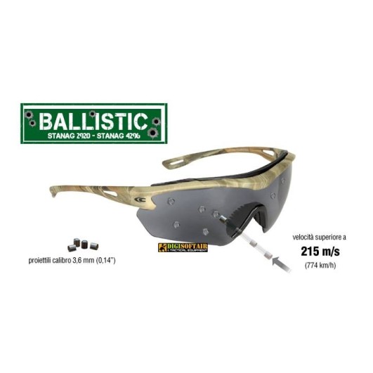 Cofra Gunner Certified ballistic goggles with sun lens, black frame
