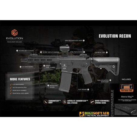 Digi Softair Custom Evolution M4 Recon Superlite 10" Carbontech nero EC48AR Digi Softair Custom Evolution M4 Recon Superlite 10" Carbontech nero EC48AR