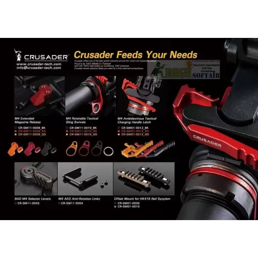 AMBIDEXTROUS TACTICAL CHARGING HANDLE LATCH GOLD crusader by VFC