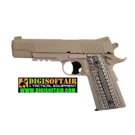 COLT 1911 Rail Gun Tan fixed metal slide 6mm 15BB's 180313 COLT 1911 Rail Gun Tan fixed metal slide 6mm 15BB's 180313