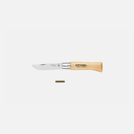 Opinel N°04 Inox — Folding Knife 5 cm Blade, Beech Handle