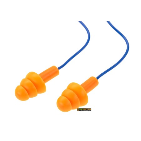 MaxDefense Silicone Cord Ear Plugs NRR23 Single Pair, MOD 4