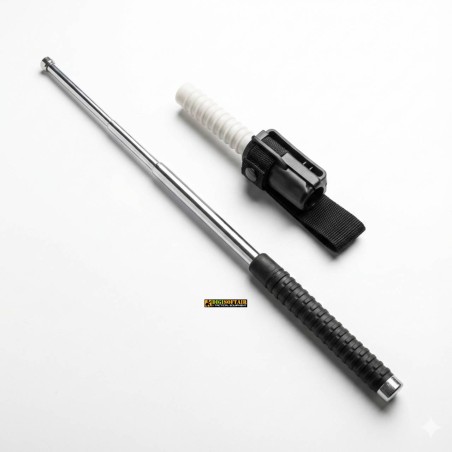 KH Security 21" Telescopic Baton – Black Grip, Steel Extension