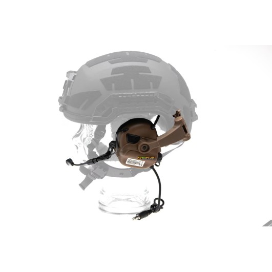 Earmor M32X ARC Coyote — tactical headset with microphone & helmet adapters