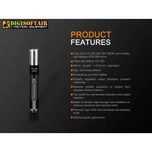 FENIX LD02 V2.0 torcia a penna 70lumen con UV 2