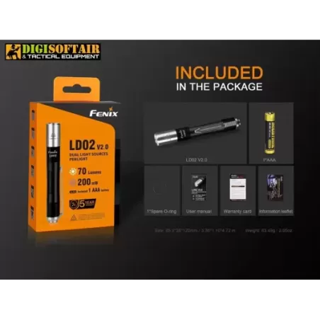FENIX LD02 V2.0 penlight 70lumens with UV